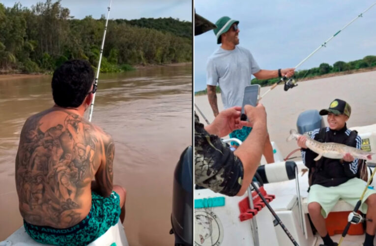 Carlos Tevez eligió Villa Urquiza y disfrutó de una jornada de pesca en el río Paraná