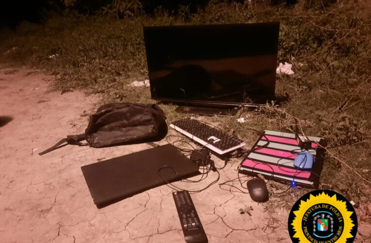 Trasladaba un Televisor Intentaron Identificarlo,Arrojo el electrodoméstico y se Dio a la Fuga .