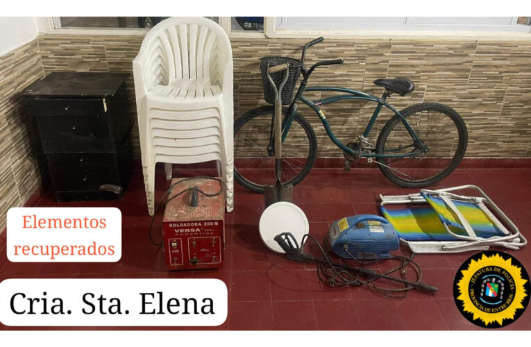 Recuperan elementos robados a un vecino del barrio Fátima tras un procedimiento policial en Santa Elena